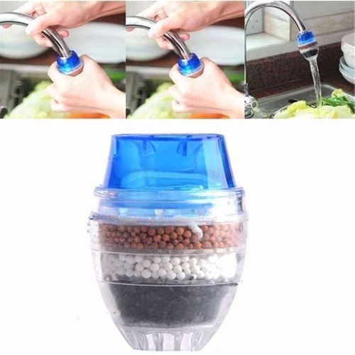 Mini Purificateur d’Eau à 6 Couches pour Robinet – Filtration à Charbon Actif – Compatible Cuisine & Salle de Bain