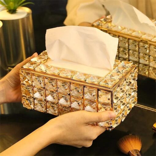 Boîte à Mouchoirs en Cristal – Design Élégant – Couleur Or – Pour Salle de Bain, Salon, Bureau ou Voiture Boîte à Mouchoirs en Cristal – Design Élégant – Couleur Or – Pour Salle de Bain, Salon, Bureau ou Voiture