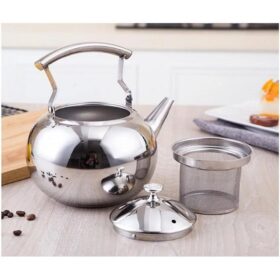 Théière en Acier inoxydable Avec Filtre – 2 Litres – Brillance effet miroir – Résistante & Facile à nettoyer