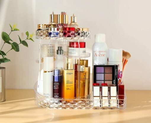 Organisateur Maquillage Rotatif 360° en Acrylique Transparent – Rangement Cosmétique Multifonction Organisateur Maquillage Rotatif 360° en Acrylique Transparent – Rangement Cosmétique Multifonction