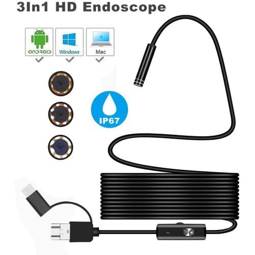 Endoscope Étanche avec Câble Flexible et Miroir – Caméra d’Inspection HD pour Smartphone ou PC Endoscope Étanche avec Câble Flexible et Miroir – Caméra d’Inspection HD pour Smartphone ou PC