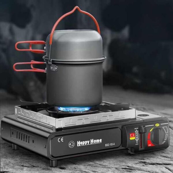 Réchaud à Gaz Portable à Cassette – Brûleur Simple – Usage Extérieur & Intérieur – 1,2 kg – Noir Réchaud à Gaz Portable à Cassette – Brûleur Simple – Usage Extérieur & Intérieur – 1,2 kg – Noir