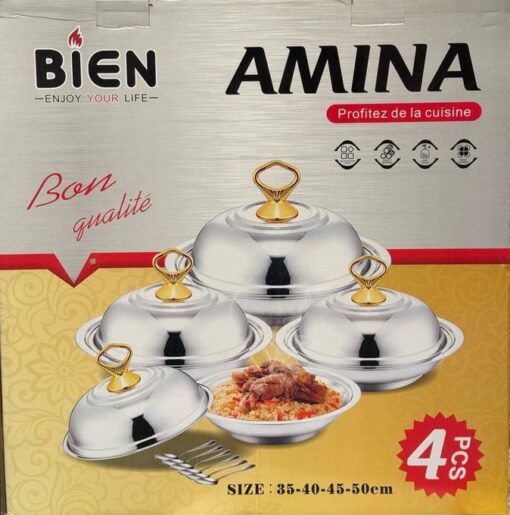 Ensemble de 4 Bols en Inox avec Couvercles – Bols de Service et de Conservation – Acier Inoxydable – Gris Ensemble de 4 Bols en Inox avec Couvercles – Bols de Service et de Conservation – Acier Inoxydable – Gris