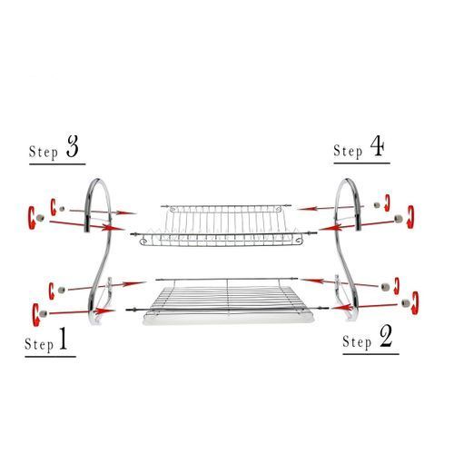 Égouttoir à Vaisselle 2 Niveaux – Séchoir Acier Chromé avec Bac Collecteur – Argenté Égouttoir à Vaisselle 2 Niveaux – Séchoir Acier Chromé avec Bac Collecteur – Argenté