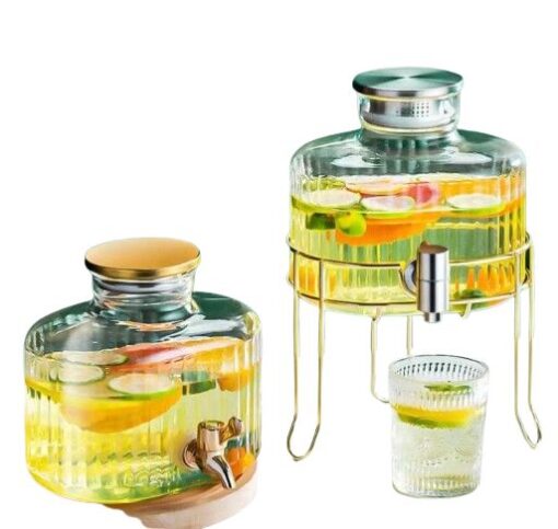 Distributeur de Boisson avec Robinet – Fontaine à Jus Élégante – Verre Résistant Distributeur de Boisson avec Robinet – Fontaine à Jus Élégante – Verre Résistant