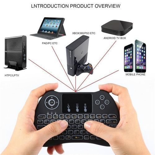 Mini Clavier Sans Fil Rétroéclairé 2.4GHz avec Pavé Tactile – Compatible PC, Smart TV, Android, TV Box – Noir