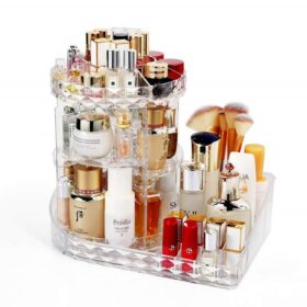 Organisateur Maquillage Rotatif 360° en Acrylique Transparent – Rangement Cosmétique Multifonction