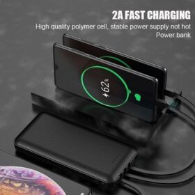 Power Bank 10000mAh Portable avec 3 Câbles Intégrés – Batterie Lithium-Polymère Noir – Image 6