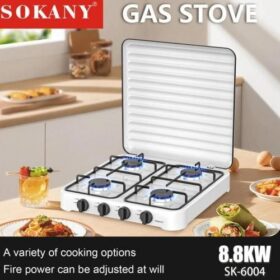 Sokany Cuisinière de Table à Gaz – 4 Feux – Portable – Extérieur & Intérieur – Blanc – Image 2