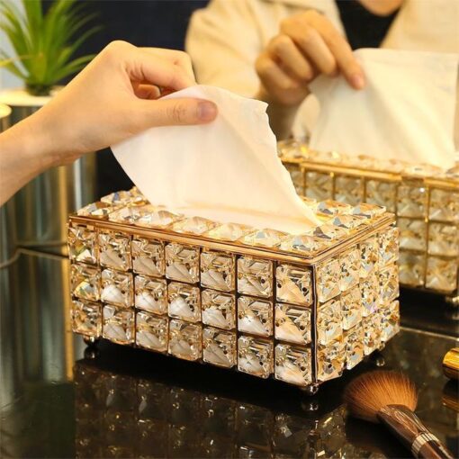 Boîte à Mouchoirs en Cristal – Design Élégant – Couleur Or – Pour Salle de Bain, Salon, Bureau ou Voiture Boîte à Mouchoirs en Cristal – Design Élégant – Couleur Or – Pour Salle de Bain, Salon, Bureau ou Voiture