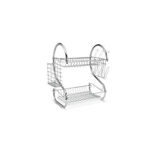 Égouttoir à Vaisselle 3 en 1 – 2 Niveaux – Acier Chromé – Plateau Égouttoir – Pour Assiettes, Verres, Bols – Gris