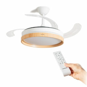 Ventilateur de Plafond avec Lumière LED et 4 Pales Rétractables InnovaGoods Bois 72 W Ø49-104 cm (Reconditionné B)