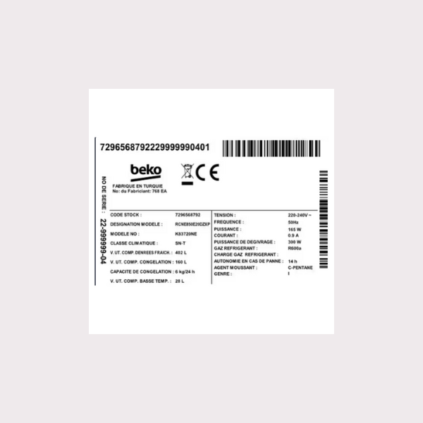 Réfrigérateur side-by-side Beko GN164020XP - 558 L Réfrigérateur side-by-side Beko GN164020XP - 558 L