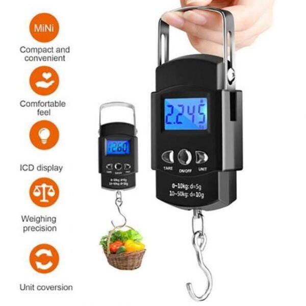 Balance Électronique Portable 50kg – Pèse-Bagage, Pêche et Usage Domestique