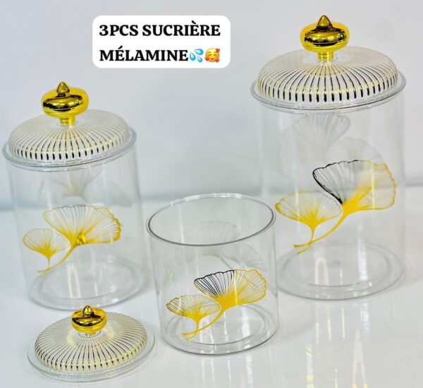 Ensemble de 3 sucriers en acrylique avec couvercles hermétiques et cuillères en acrylique, récipients alimentaires Ensemble de 3 sucriers en acrylique avec couvercles hermétiques et cuillères en acrylique, récipients alimentaires