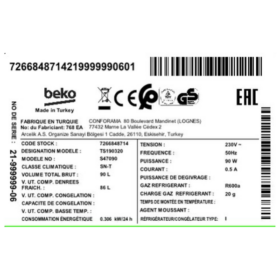 Réfrigérateur bar Beko TS190320 - 90L - A+ – Image 4