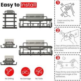 Ensemble de Rangement Salle de Bain (5 Pièces) – Organisation & Élégance Sans Perçage – Image 3