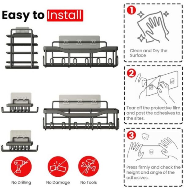 Ensemble de Rangement Salle de Bain (5 Pièces) – Organisation & Élégance Sans Perçage Ensemble de Rangement Salle de Bain (5 Pièces) – Organisation & Élégance Sans Perçage