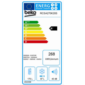 Réfrigérateur combiné Beko RCSA270K20S - 262L, 3T – Image 3