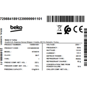Réfrigérateur combiné Beko CH140020DSX - 340L - MinFrost – Image 3