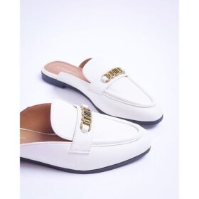 Mules blanches sans dos avec détail quincaillerie – Pointure EU 39 – Élégance venue de Londres