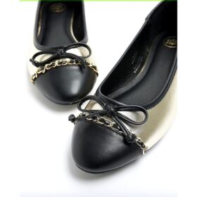 Chaussure Ballerines Femme Classe Dorée-Noir – EU 39 & 40, Élégance Bicolore Importée de Londres