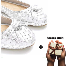 Chaussure Ballerines à nœud en cuir argenté - EU 40 EU 37 - venant de Londres