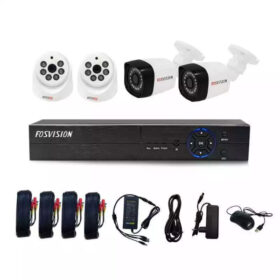 Kit Vidéosurveillance Fosvision RS-CCTVKIT4 – 4 Caméras Analogiques avec DVR & Câblage Complet