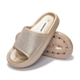 Sandales Plateformes Femme Beige | Strass Scintillants & Confort Nuageux - EU 38 – Image 5