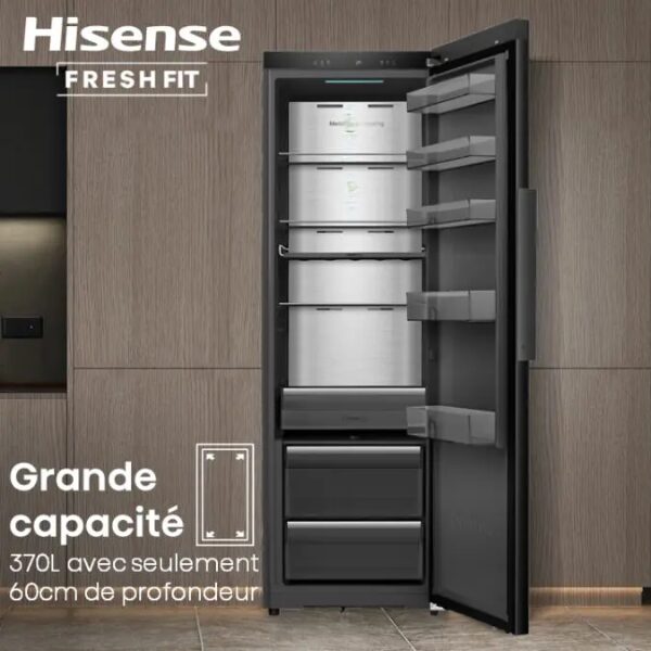 Réfrigérateur 1 Porte Hisense RL5K370GSFC – 372L, FreshFit, No Frost, Inverter & Connecté WiFi Réfrigérateur 1 Porte Hisense RL5K370GSFC – 372L, FreshFit, No Frost, Inverter & Connecté WiFi