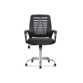 Chaise de bureau HT-7008B - Avec accoudoirs - Dossier en maille - Siège en tissu - Base en acier chromé