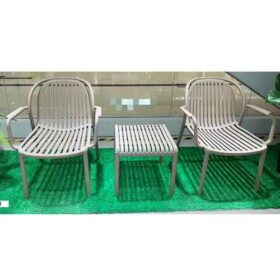 Ensemble Salon de Jardin 3 Pièces - Table et 2 Chaises - Gris