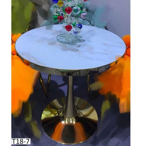 Table Basse Ronde T18-7 - Plateau Marbre Blanc et Pieds Dorés Table Basse Ronde T18-7 - Plateau Marbre Blanc et Pieds Dorés