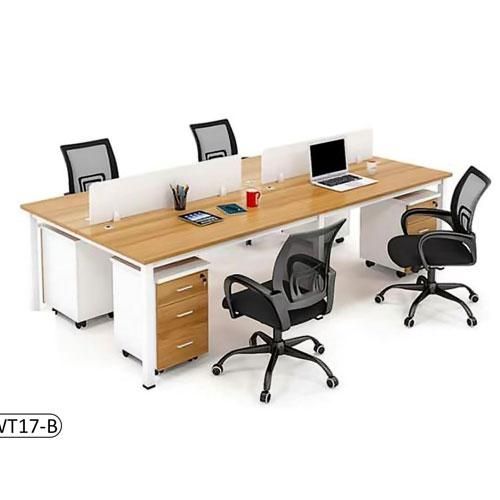 Station de Travail 4 Places WT17-B - Design Beige et Blanc - 240 x 120 cm (Sans chaises)