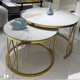 Lot de 2 Tables Basses Gigognes 226-1 - Design Contemporain - Beige