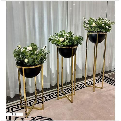 Set de 3 Vases Décoratifs H2 - Doré et Noir