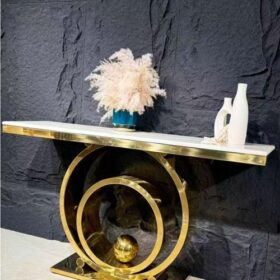 Table Console Moderne G327 - Meuble d'Appoint Doré - 140x40 cm