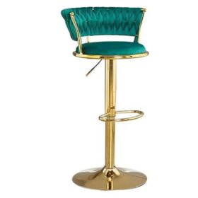 Chaise de Bar en Velours et Pieds en Métal - 8004 Verte