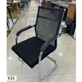 Chaise de Bureau Ergonomique K35 - Tissu Noir - Piètement en Métal