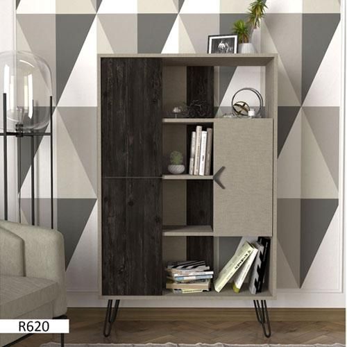Bibliothèque R620 - 4 Étages avec Rangement Fermé - Gris et Noir Bibliothèque R620 - 4 Étages avec Rangement Fermé - Gris et Noir