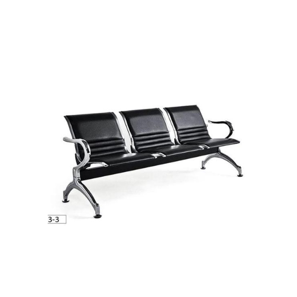 Banquette d'Attente Métallique 3 Places AP03-3 – Robuste, Élégante et Fonctionnelle – Finition Noire