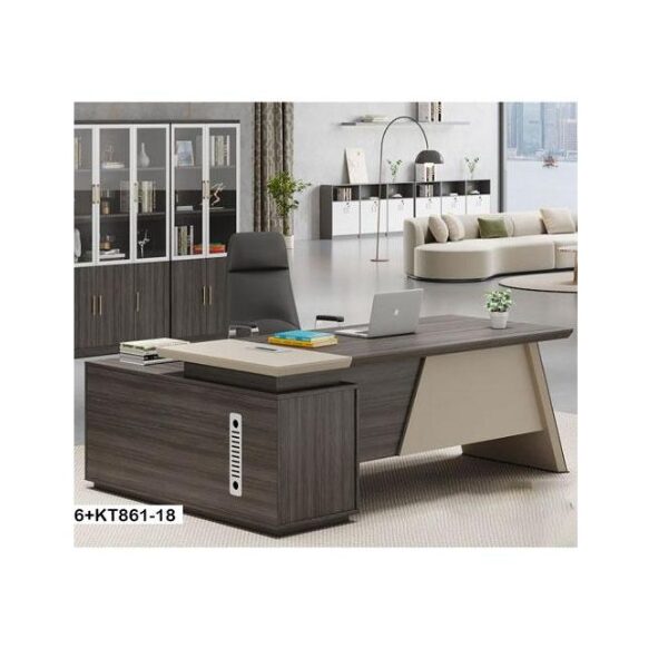 Bureau Moderne 180 cm KT861-18 – Élégance Fonctionnelle en Beige et Marron pour Bureau Professionnel ou à Domicile