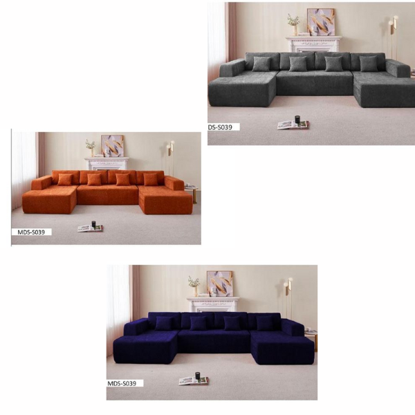 Canapé en U 4 Places - MDS-S039 - Tissu Résistant - 350x180x82 cm
