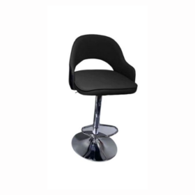 Chaise de Bar Restaurant C107 – Assise Semi-Cuir Noir – Élégance Moderne et Format Compact