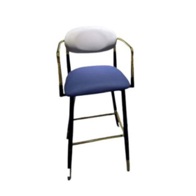 Chaise de Bar et de Restaurant - C112 en Semi-cuir Bleu et Blanc