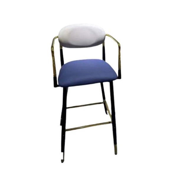 Chaise de Bar et de Restaurant - C112 en Semi-cuir Bleu et Blanc