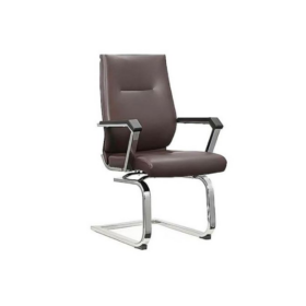 Chaise de visiteurs D808 – Élégance professionnelle en cuir marron – Design stable sans roulettes