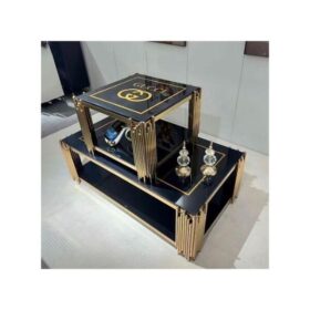 Ensemble 2 Tables Basses Gigognes Noires – Design Élégant et Fonctionnel – Modèle 217+217B