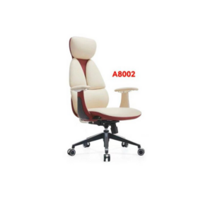 Fauteuil de Bureau Ergonomique Haut de Gamme – A8002 en Cuir Beige avec Roulettes Silencieuses