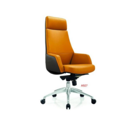 Fauteuil de Bureau Ergonomique A927 – Cuir Orange Premium avec Roulettes – 710x720x1230 mm